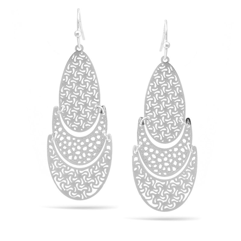 Rhodium Teardrop Filigree Post Earrings