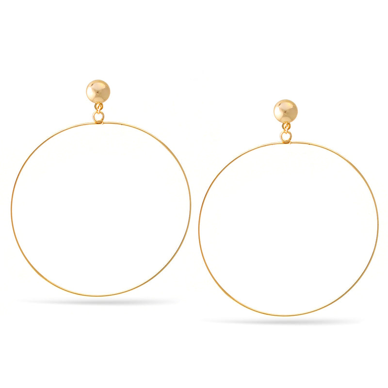 Gold Circle Post Dangle Earrings