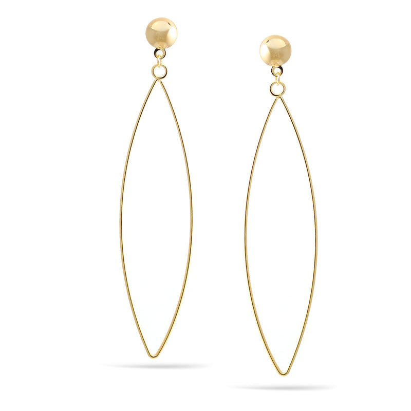 Gold Marquise Post Earrings