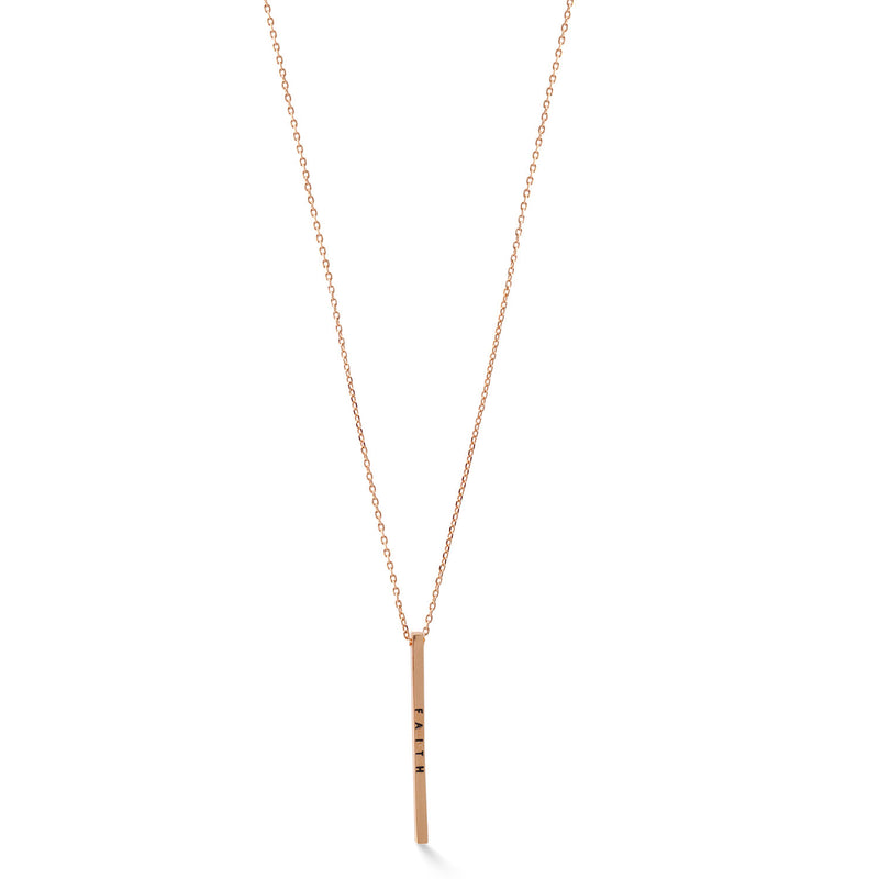 Rose Gold "Faith" Bar Pendant Adjustable Length Chain Necklace
