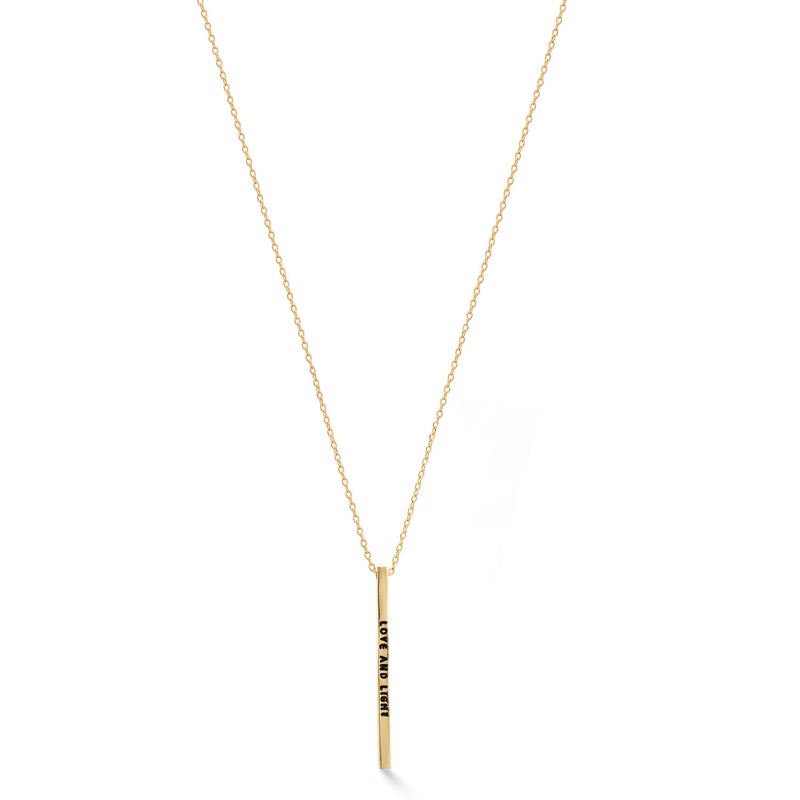 Gold "Love And Light" Bar Pendant Adjustable Length Chain Necklace