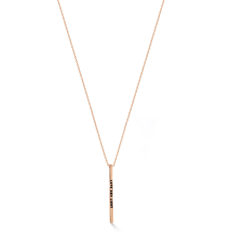 Rose Gold "Love And Light" Bar Pendant Adjustable Length Chain Necklace