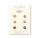 Silver Hematite And Aurore Boreale Rhinestone Crystal Set Of 3 Round Gold Post Earrings