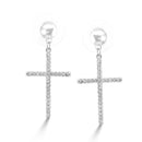 Rhodium Crystal Cross Post Earrings
