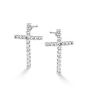Rhodium 0.5" Inch Crystal Cross Post Earrings
