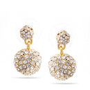 Gold Rhinestone Round Crystal Drop Earrings