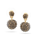 Gold Hematite Rhinestone Round Crystal Drop Post Earrings