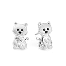 Rhodium Matte Kitty Cat Post Earrings