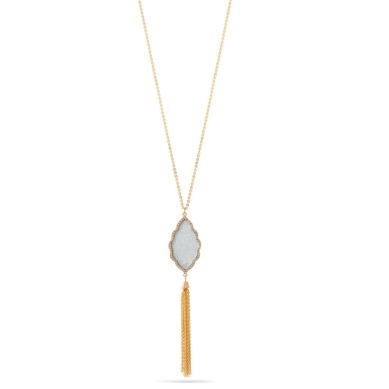 Gold Silver Sand Glitter Pendant Adjustable Length Chain Tassel Necklace