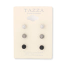 Silver Hematite And Black Ball Set Of 3 Post Earrings