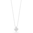 Rhodium Heart Pendant Adjustable Length Ball Chain Necklace
