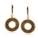 Gold Round Filigree Drop Earrings