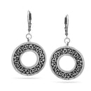 Silver Round Filigree Drop Earrings