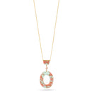 Green And Pink Shell Acetate Resin Oval Gold Pendant Adjustable Length Gold Chain Necklace
