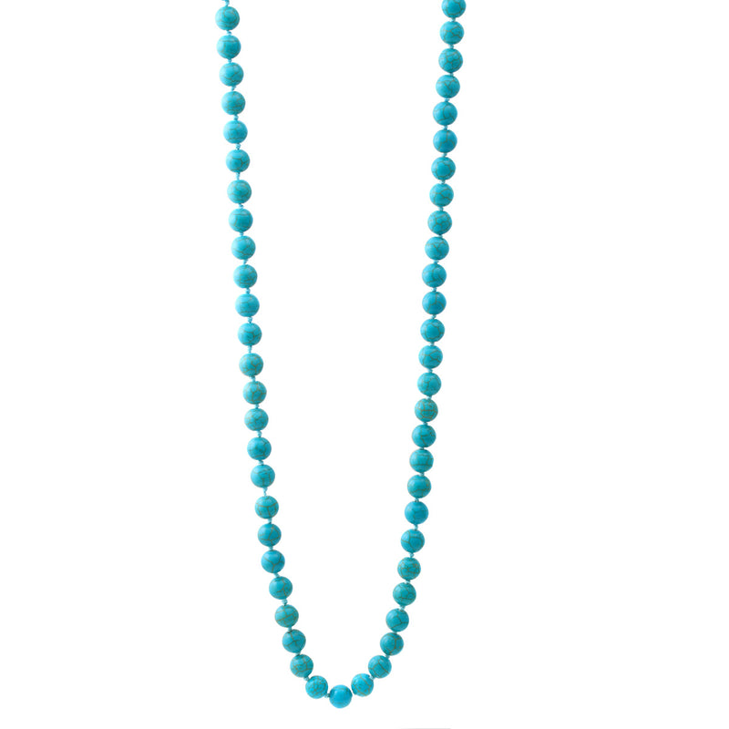 9Mm Turquoise Beads Long Necklace