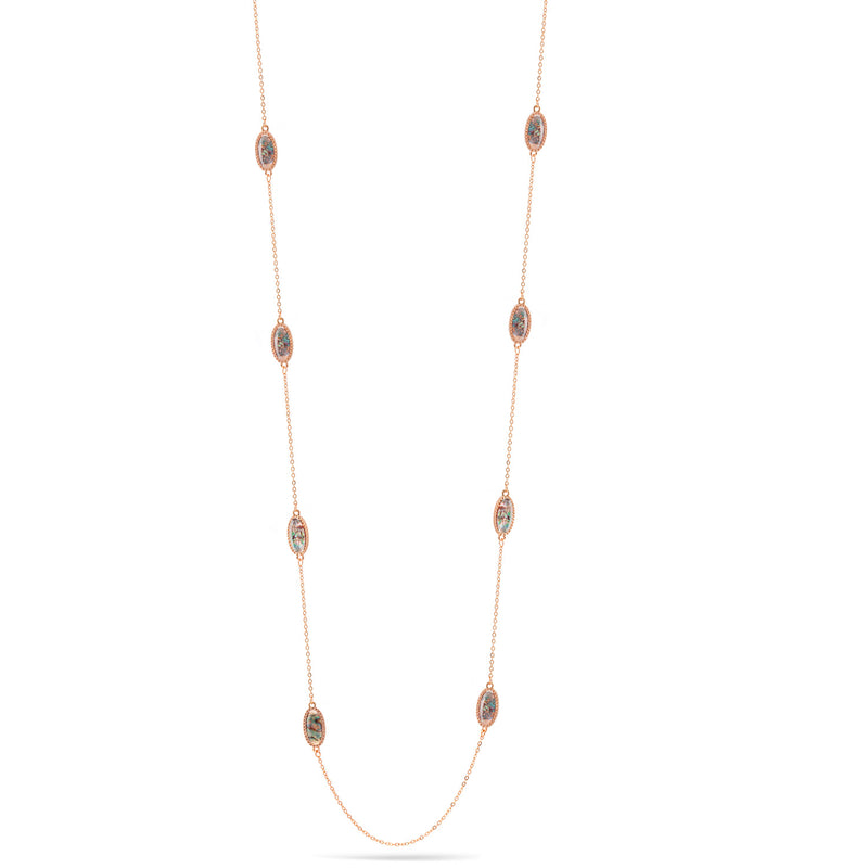 Rose Gold Abalone Long Necklace 