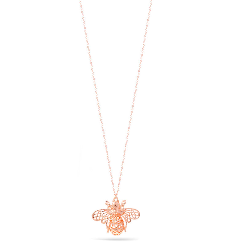 Rose Gold Bee Pendant Adjustable Length Chain Necklace