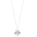 Rhodium Honey Bee Crystal Pendant Adjustable Length Chain Necklace