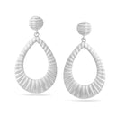 Silver Stripe Teardrop Post Earrings