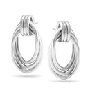 Rhodium Oval Interlocking Post Earrings