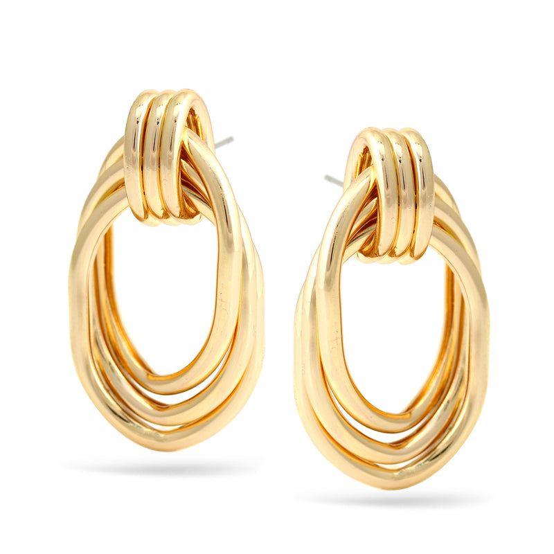 Gold Oval Interlocking Post Earrings