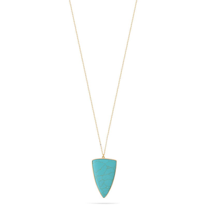 Gold Turquoise Triangle Pendant Adjustable Length Chain Necklace