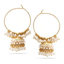 Gold Cream Pearl Dogra Jhumka Chandelier Hoop Earrings