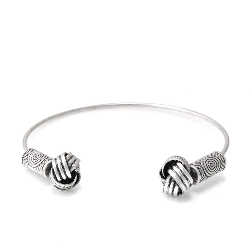 Silver Beads Love Knot Cuff Bracelet