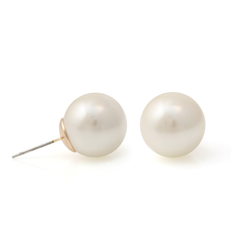 Cream Pearl Gold Post Earrings
