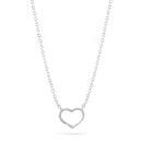 Silver Small Heart Crystal Pendant Adjustable Length Chain Necklace