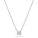 Rhodium Letter "M" Crystal Pendant Adjustable Length Chain Necklace