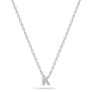 Rhodium Letter "K" Crystal Pendant Adjustable Length Chain Necklace