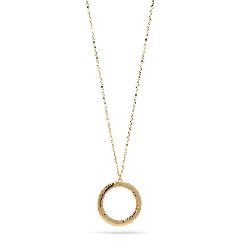 Gold Circle Pendant Adjustable Length Chain Necklace