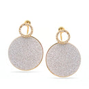 Gold Silver Sanded Round Crystal Post Earrings