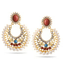 Gold Pearl And Crystal Post Earrings