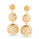 Gold Round Filigree Dangle Post Earrings