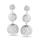 Silver Round Filigree Dangle Post Earrings