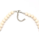 Brown And Cream Big Beads Silver Pendant Necklace
