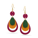 TORTOISE SHELL ACETATE RESIN TEARDROP GOLD POST EARRINGS