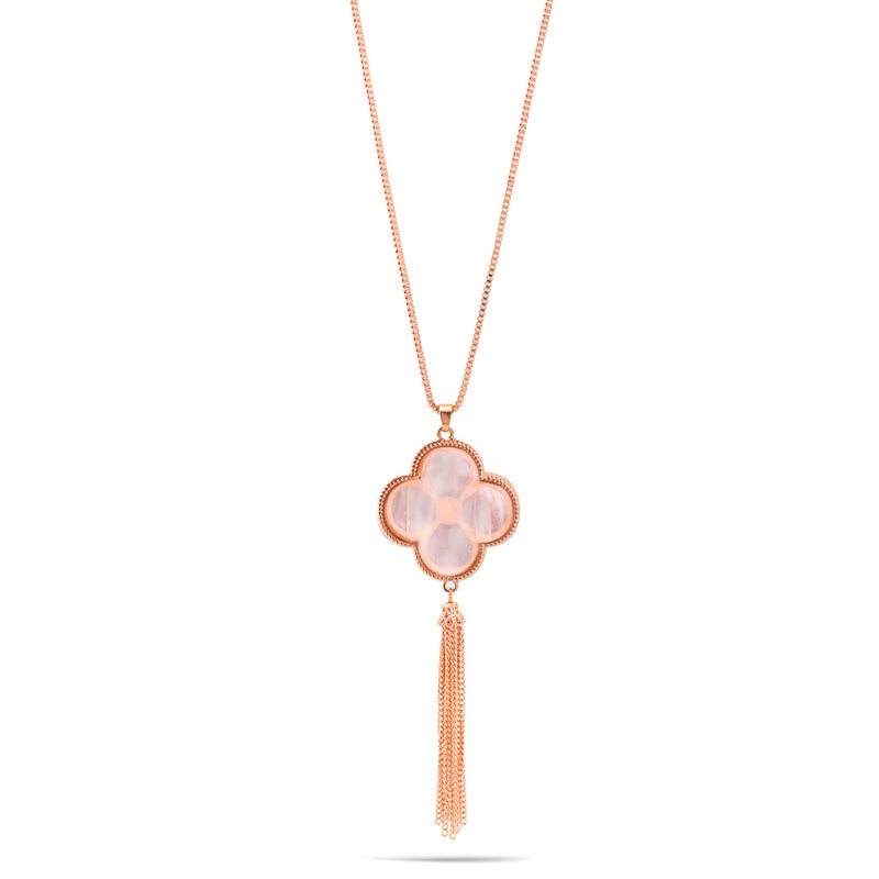 Rose Gold Mother Of Pearl  Pendant Adjustable Length Chain Long Tassel Necklace