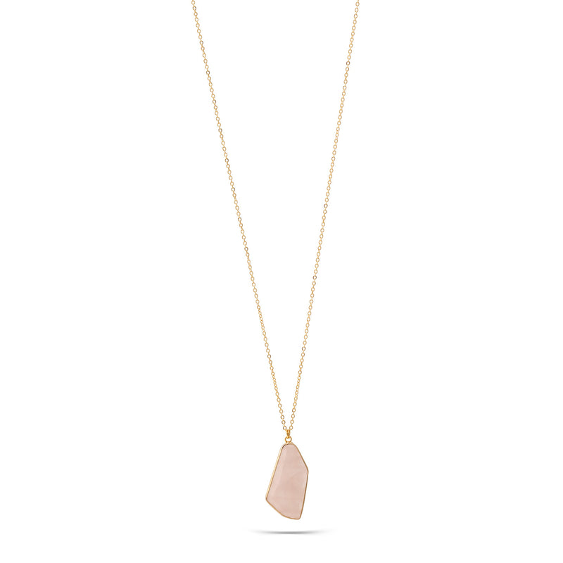 Light Pink Natural Agate Stone Pendant Adjustable length Chain Necklace