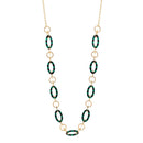Gold Green And Black Oval Link Adjustable Length Chain Necklace