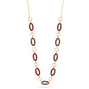 Gold Coral And Black Oval Link Adjustable Length Chain Necklace