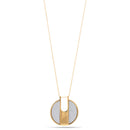 Gold Silver Sanded Round Pendant Adjustable Length Chain  Necklace