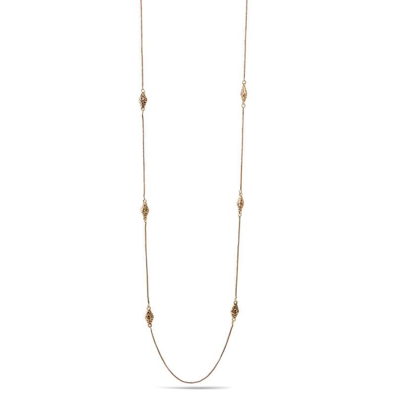 Oxidized Gold Adjustable Length Chain Long Necklace
