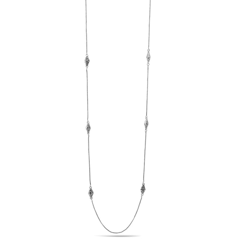 OXIDIZED SILVER LONG NECKLACE
