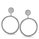 Round Silver Sanded Glitter Stud Earrings