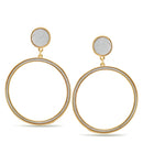 Gold Round Silver Sanded Glitter Stud Earrings