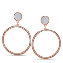 Rose Gold Round Silver Sanded Glitter Stud Earrings