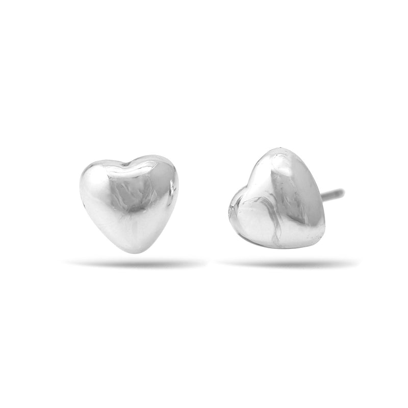 Silver Small Heart Stud Earrings